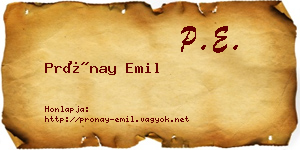 Prónay Emil névjegykártya